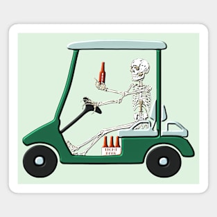 Old Timer Skeleton In Golf Cart Discovers Light Beer graphic Magnet